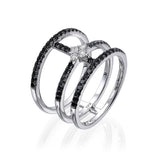 Black And White Diamonds Minimalist Ring