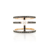 Black and white diamond gold ring