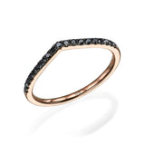 V-Shaped Black Diamond Stack Ring