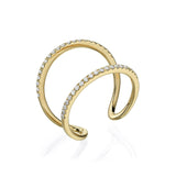 Open Double Band Diamond Ring yellow godl 18K