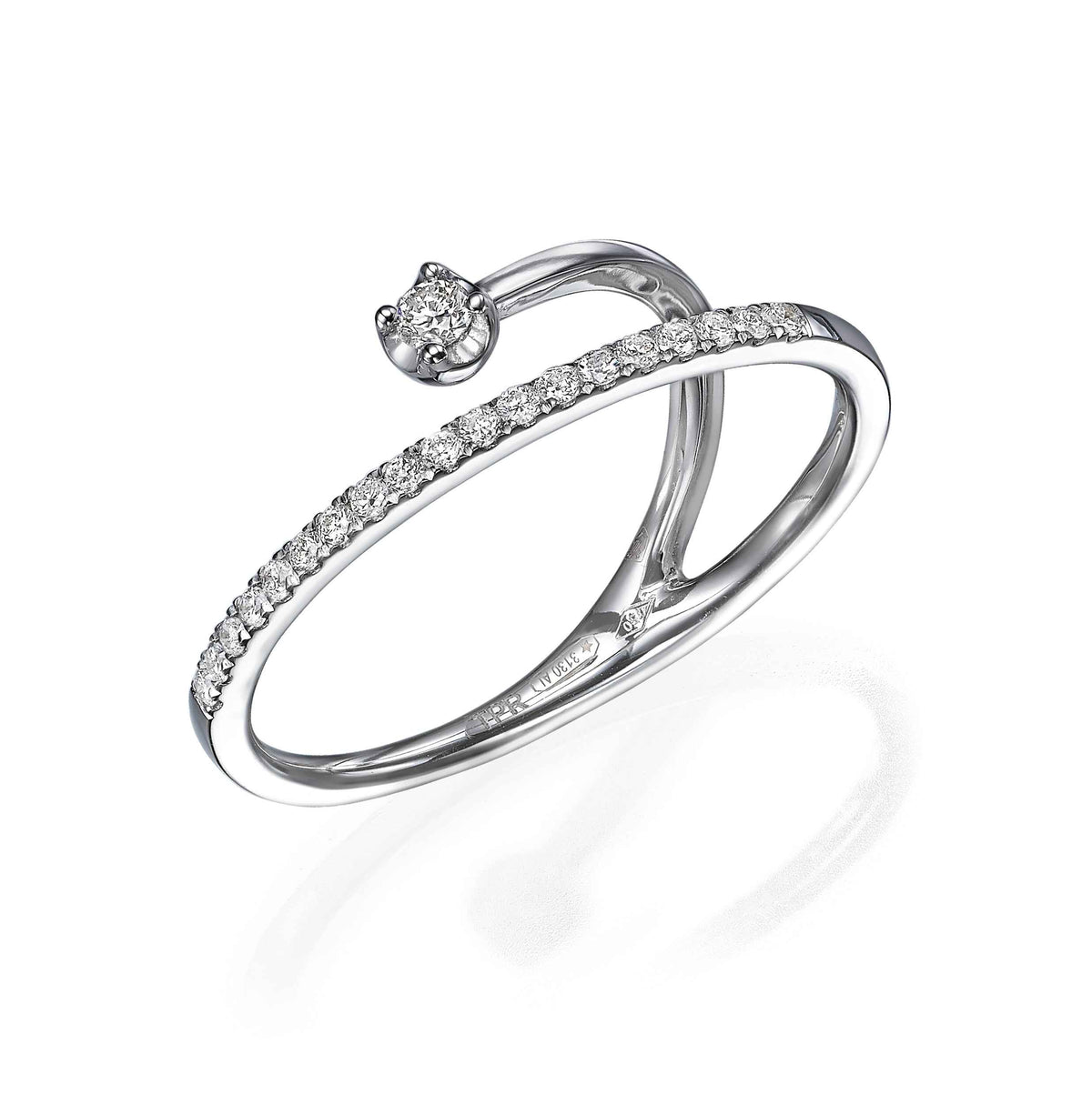 Diamond Band Illusion Ring with Floating Solitaire