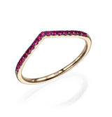 V-Shaped Ruby Stack Ring