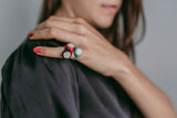 Red Enamel Diamond Signet Ring