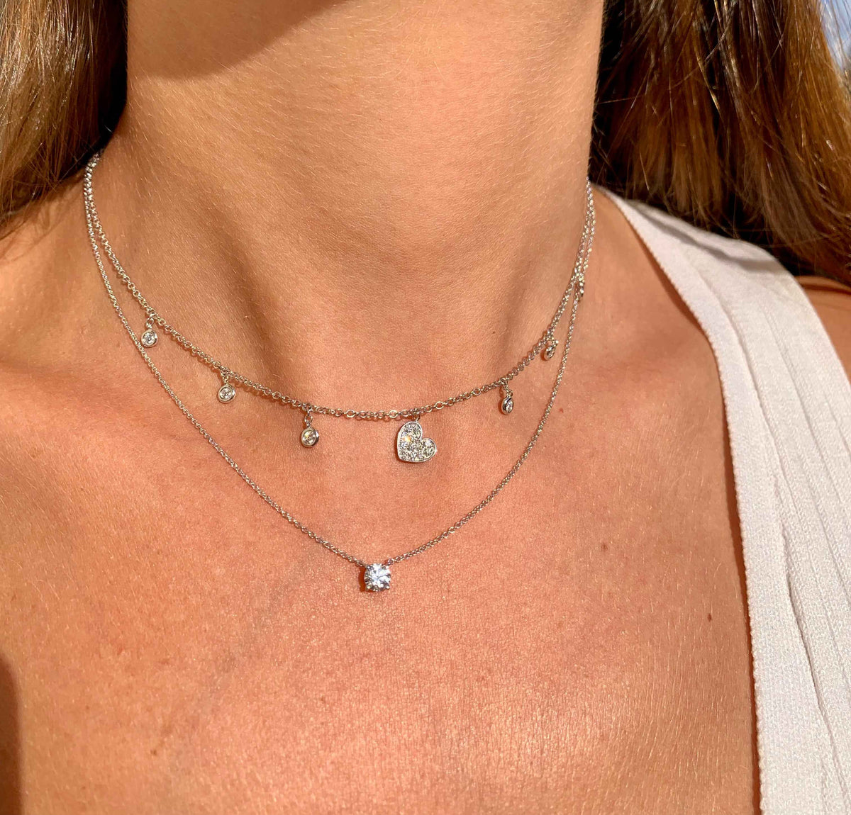 Dangling Pave Heart Necklace