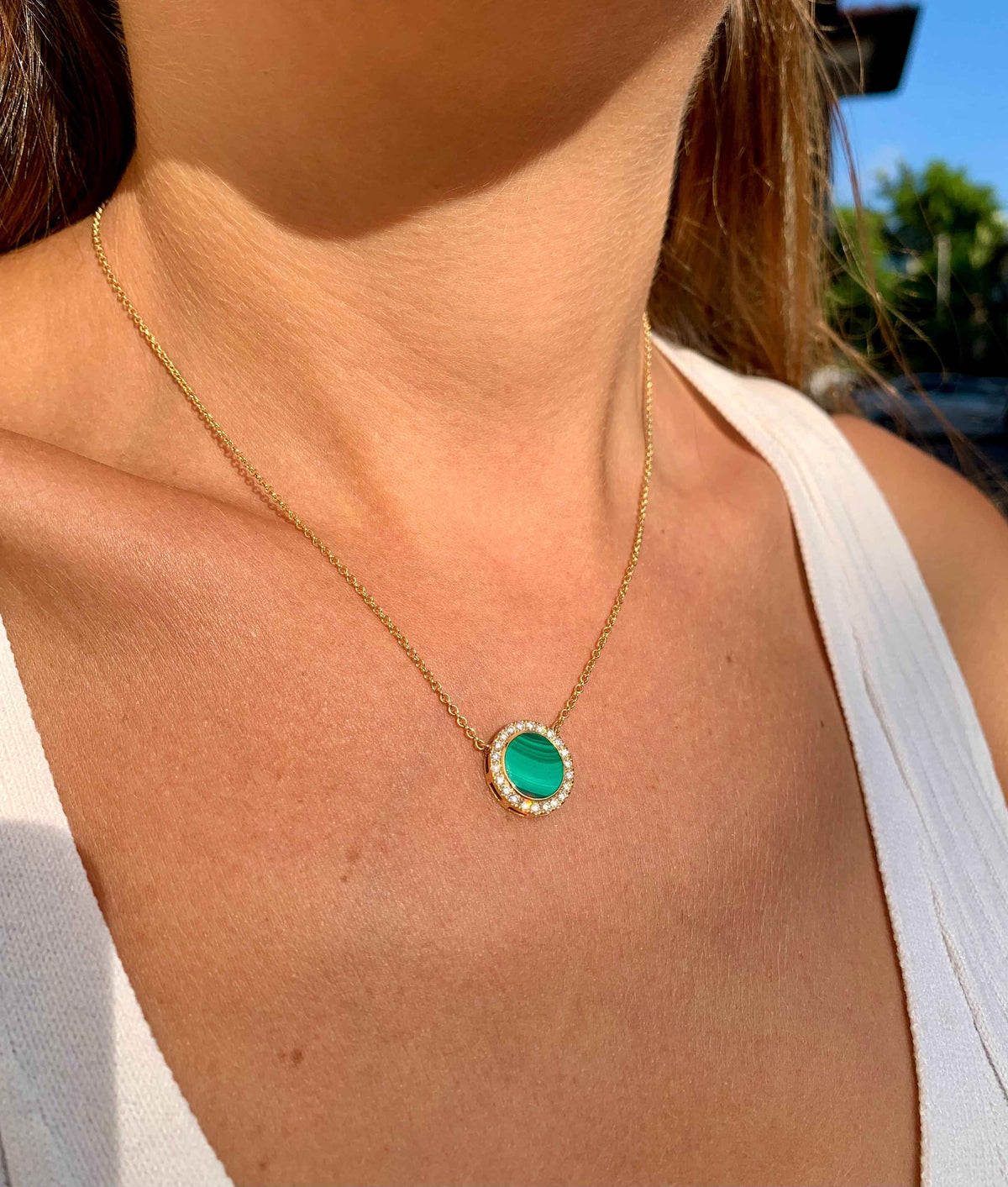 Green Malachite Sun Necklace