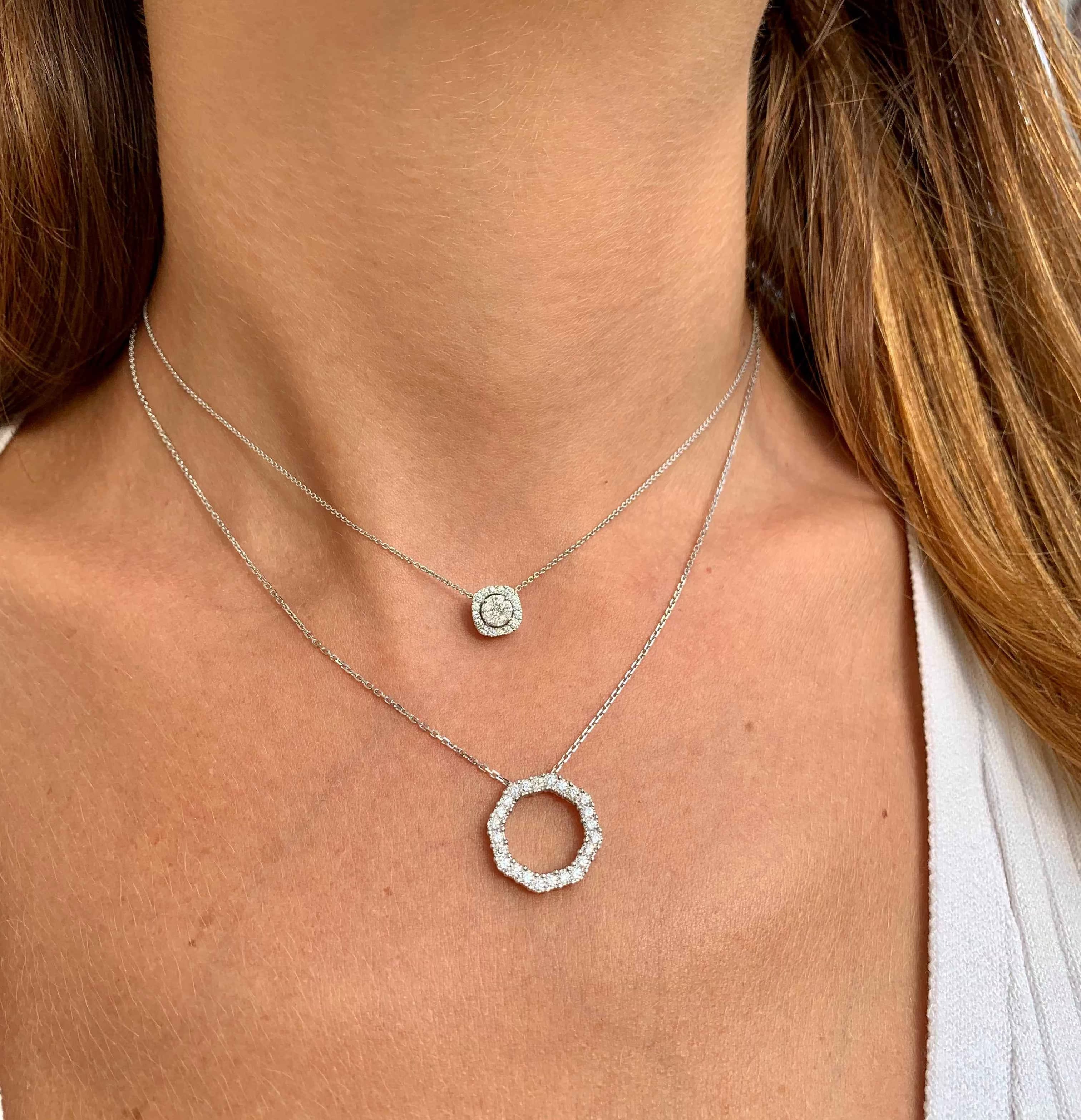 Diamond octagon pendant necklace