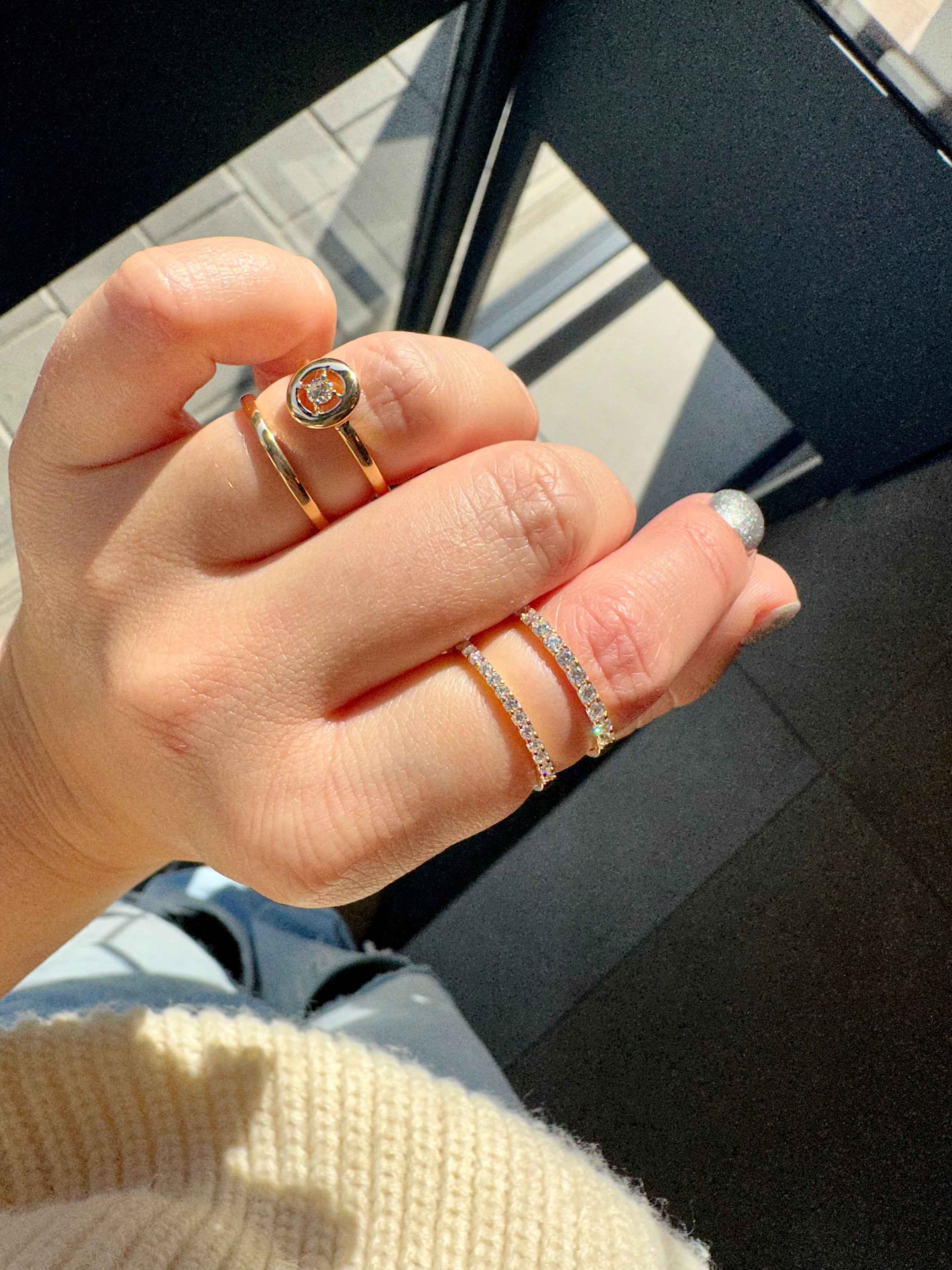 One Diamond Double Band Ring