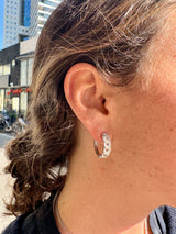 Chain Link Diamond Hoops on ear