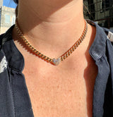 Heart Pave Chain Link Necklace