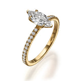 Marquise diamond ring with setted band