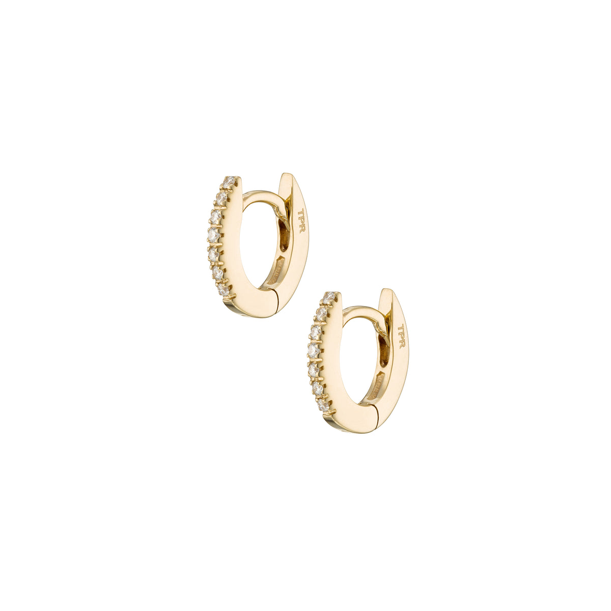 Packshot - Minimalist Oval diamond Hoops in gold