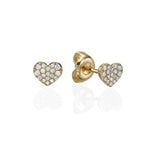 Packshot - Pavé Heart Stud Earrings Yellow gold 18K