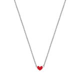 Mini Enamel Heart Necklace white gold 18K