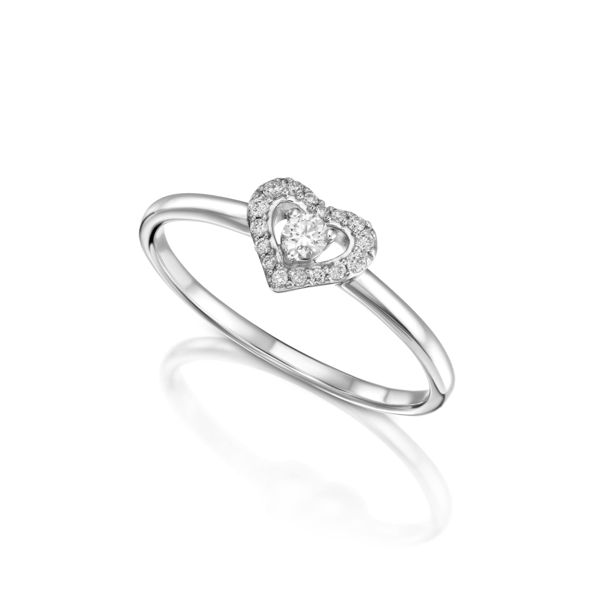 illusion heart diamond ring white gold