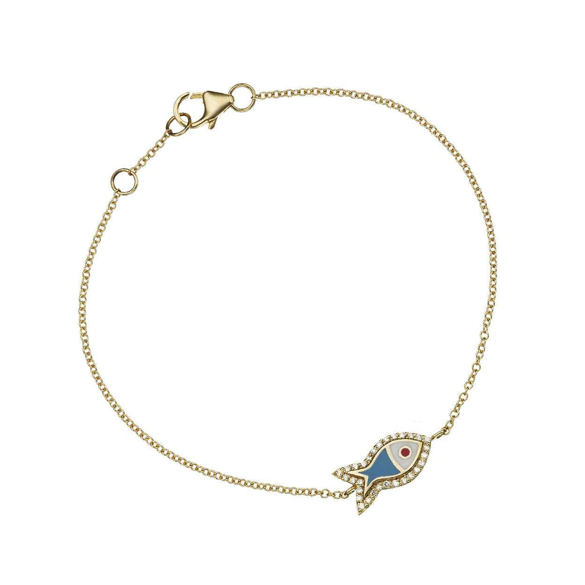 Lucky Diamond Fish Bracelet 18K Rose Gold Fine Jewelry