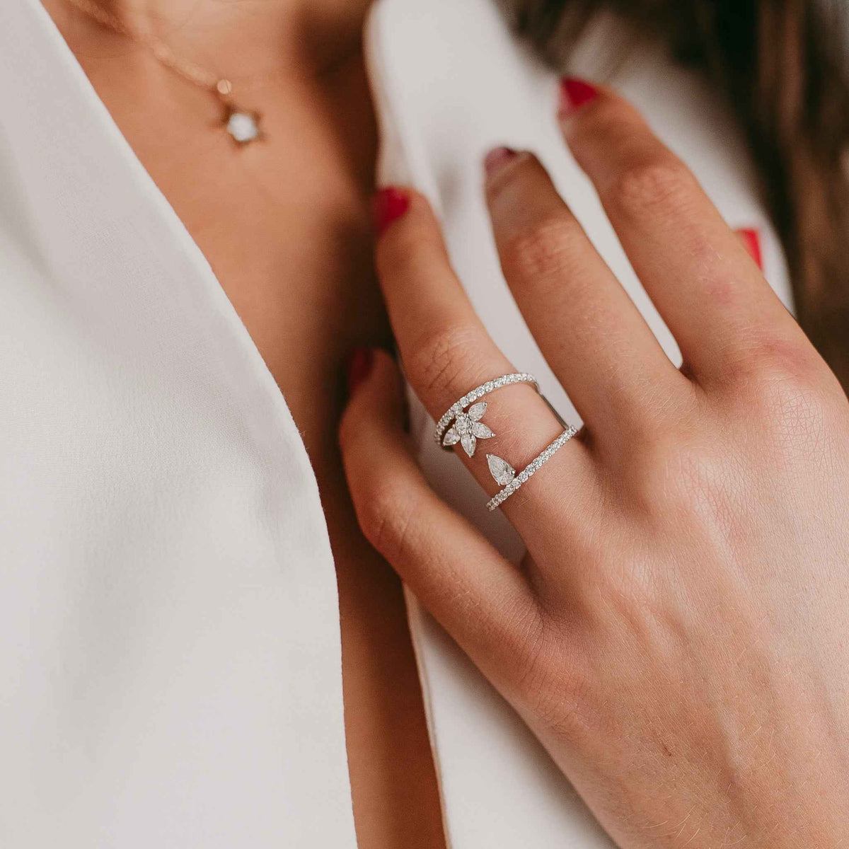 Open Lotus Diamond ring