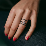 Black And White Diamonds Minimalist Ring