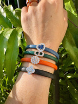 Diamond Clover Leather Bangle