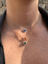 Oval Green Sapphire Diamond Halo Necklace