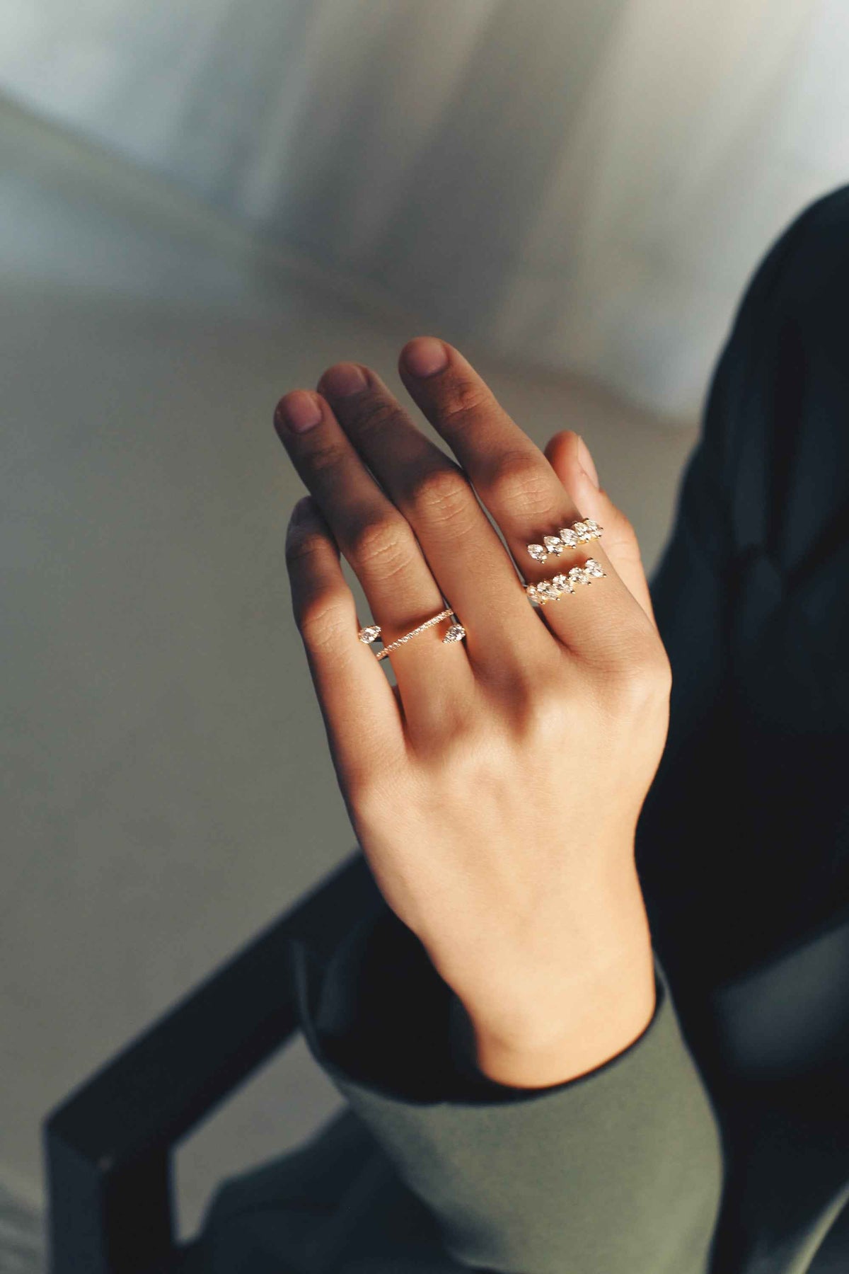 Diamond Band Pear Shape Illusion Ring