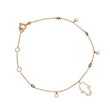 Diamond and Sapphires mixed Hamsa Bracelet 18k