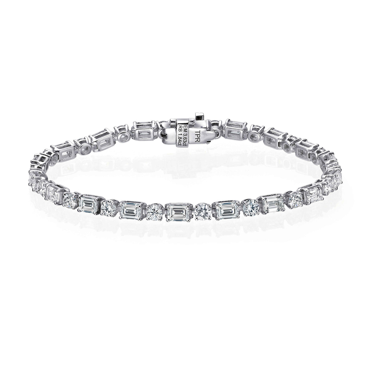 Emerald cut and rounds tennis bracelet