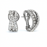 packshot - 3 row diamond earrings n a woven design set in 18k white gold