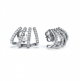 4 row huggie earrings in 18k whit gold — earrings packshot, Front pair view