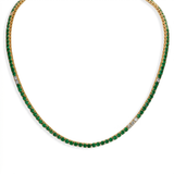 PAckshot - Mixed green emerald and diamonds tennis necklace in 18k gold 