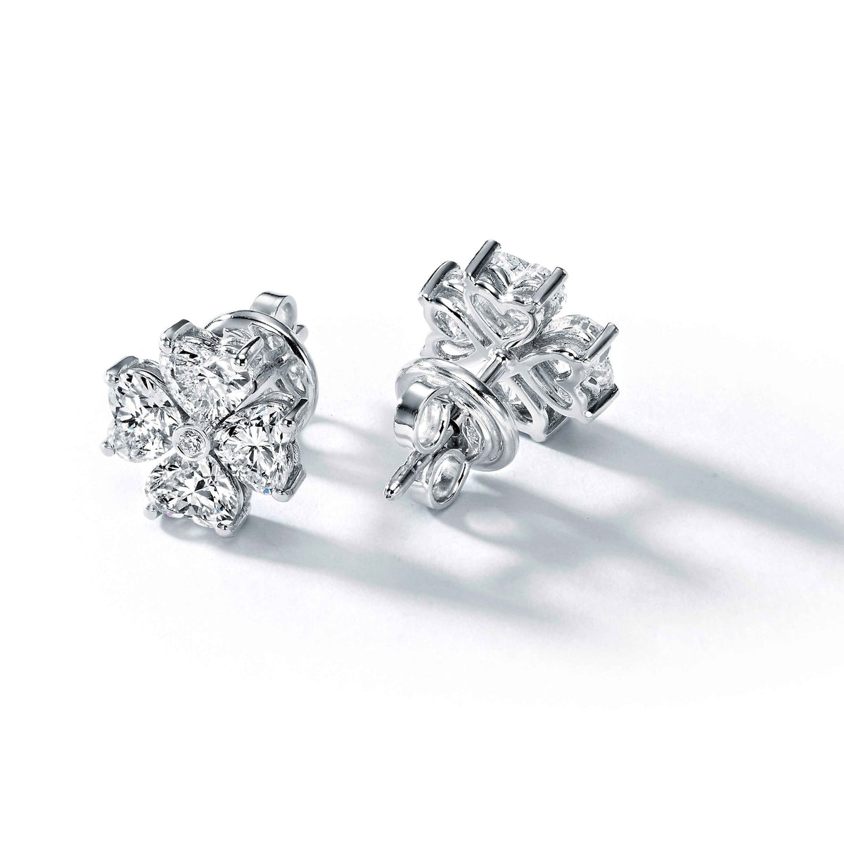 Heart Diamond clover Earrings