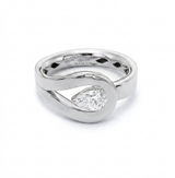Packshot - Pear shape diamond knot ring set in 18k white gold