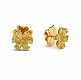 Floral fancy yellow diamond studs set with pearshapes
