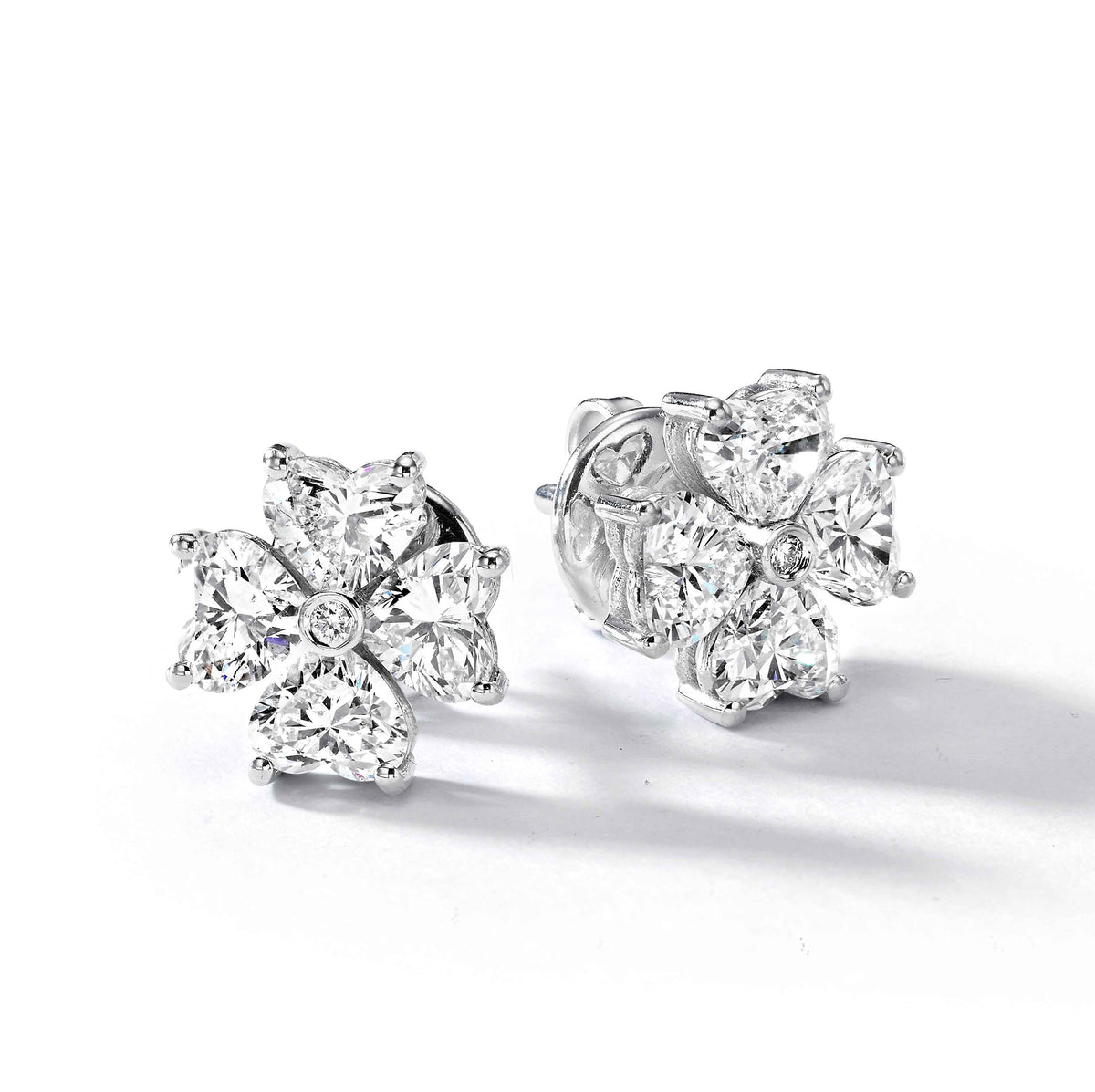 Heart Diamond clover Earrings