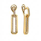 ARCHITECTURAL RADIANCE AN ODE TO MODERN LINEARITY — yellow gold earrings, front view packshot
