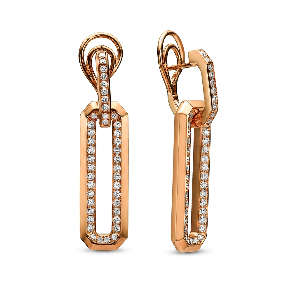 ARCHITECTURAL RADIANCE AN ODE TO MODERN LINEARITY — earrings packshot, Front pair view