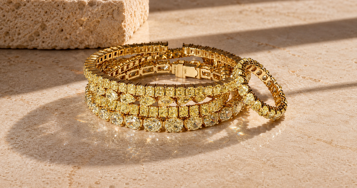 Yellow diamond tennis bracelet fine jewelry gemstones 18K gold
