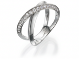 **AN INTERSECTION OF ELEGANCE A DANCE OF LIGHT** — white gold ring, front view packshot