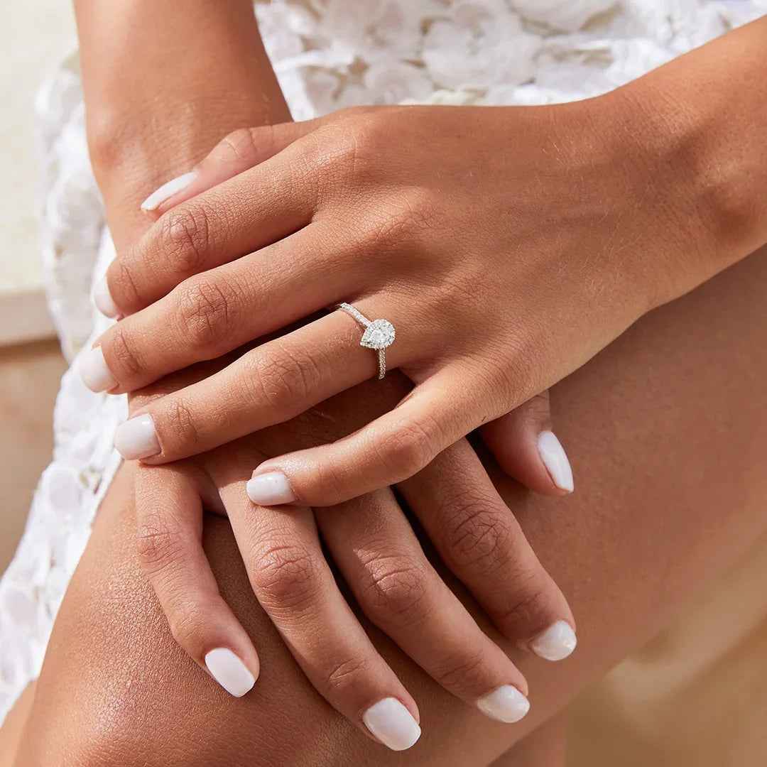 Pear Shape Diamond Halo Ring