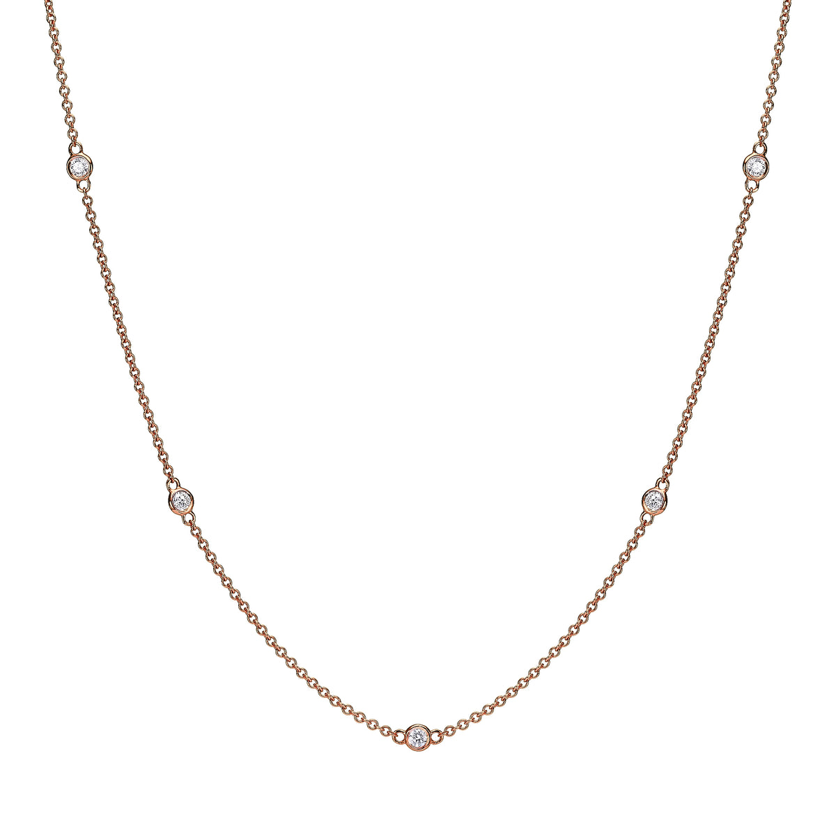 diamond bezel station necklace 18k gold