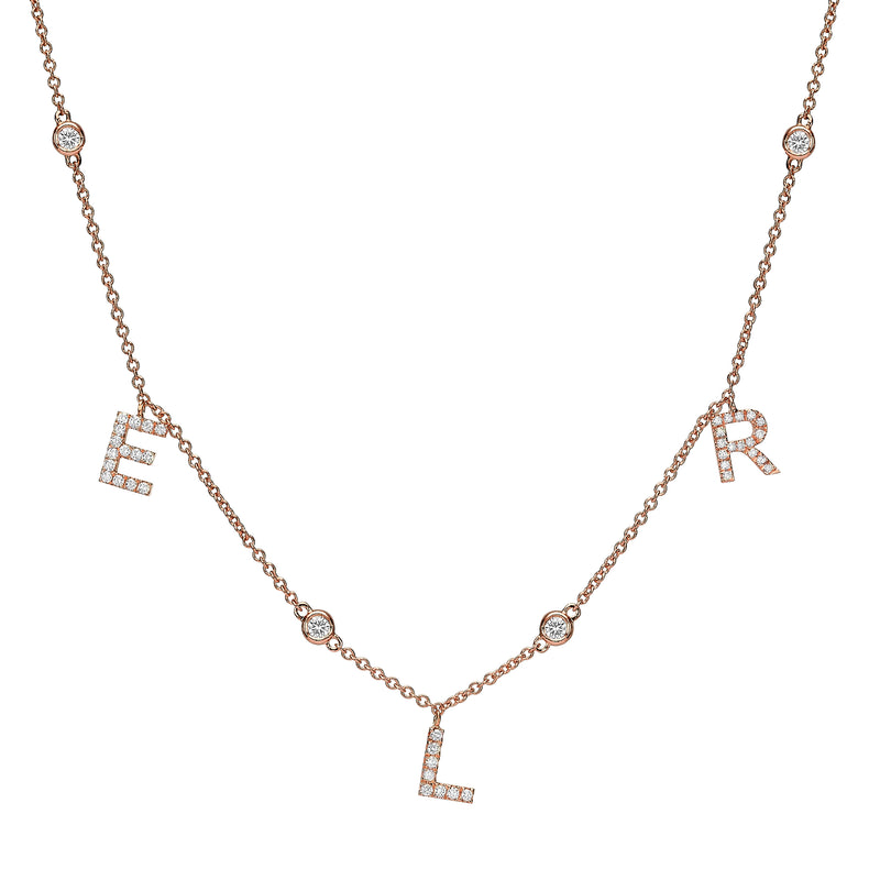 3 Diamond Initials and Station Necklace