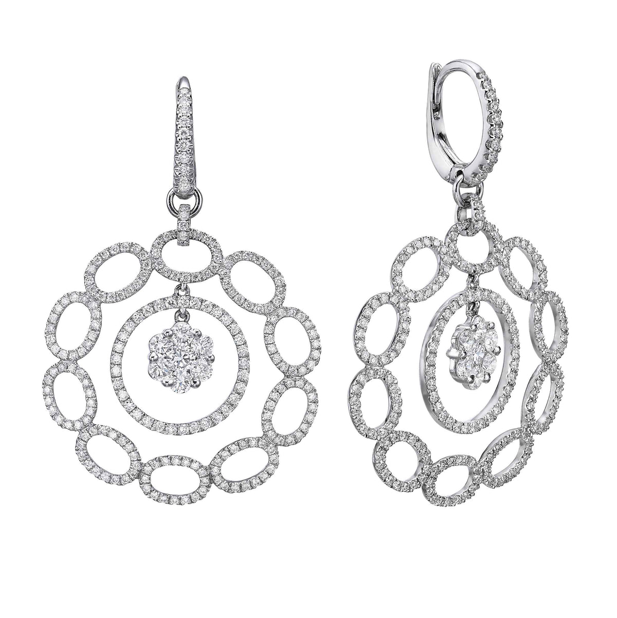 Dangling Flower Diamond Earrings