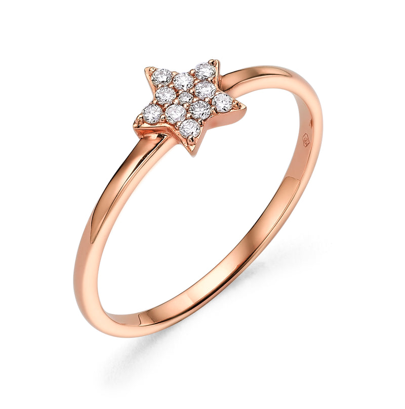 Diamond Star Ring rose gold 18k