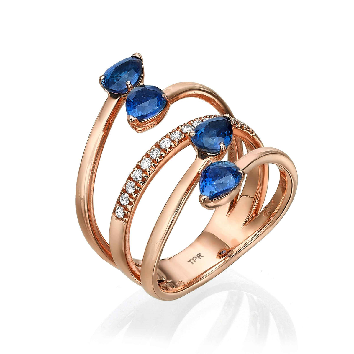 Open Pear-Shaped Sapphire and Diamond Ring