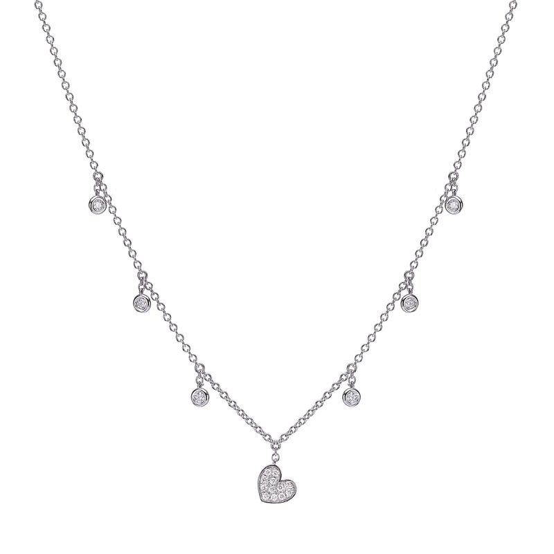 Dangling Pave Heart Necklace