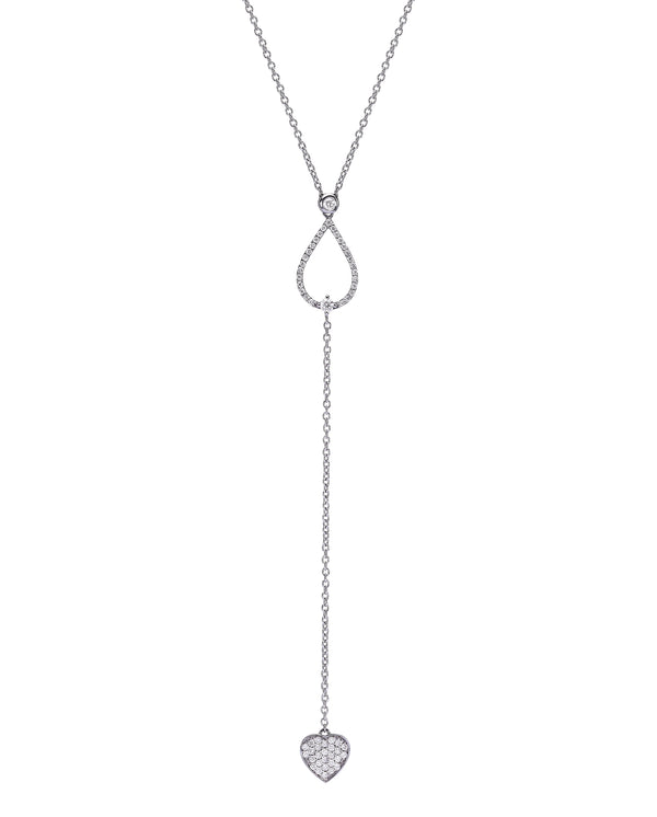 Hanging Heart Diamond Necklace 18k White Gold