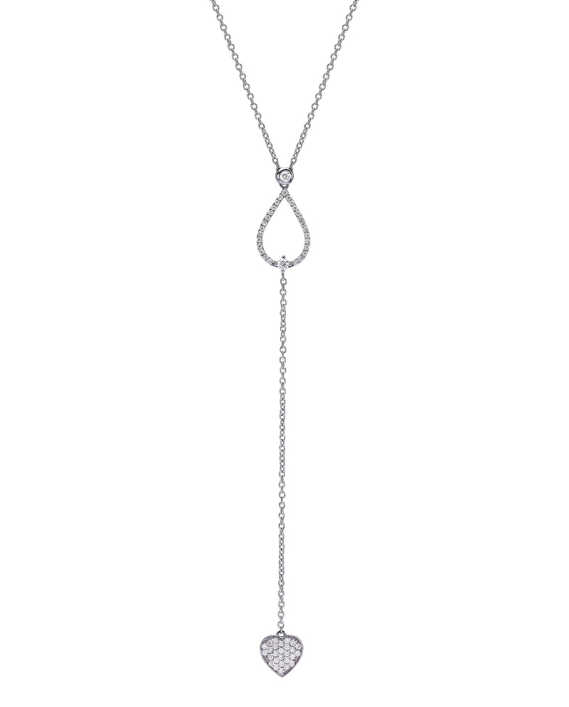 Hanging Heart Diamond Necklace 18k White Gold
