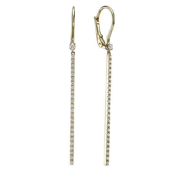 Diamond bar earrings 18K yellow gold