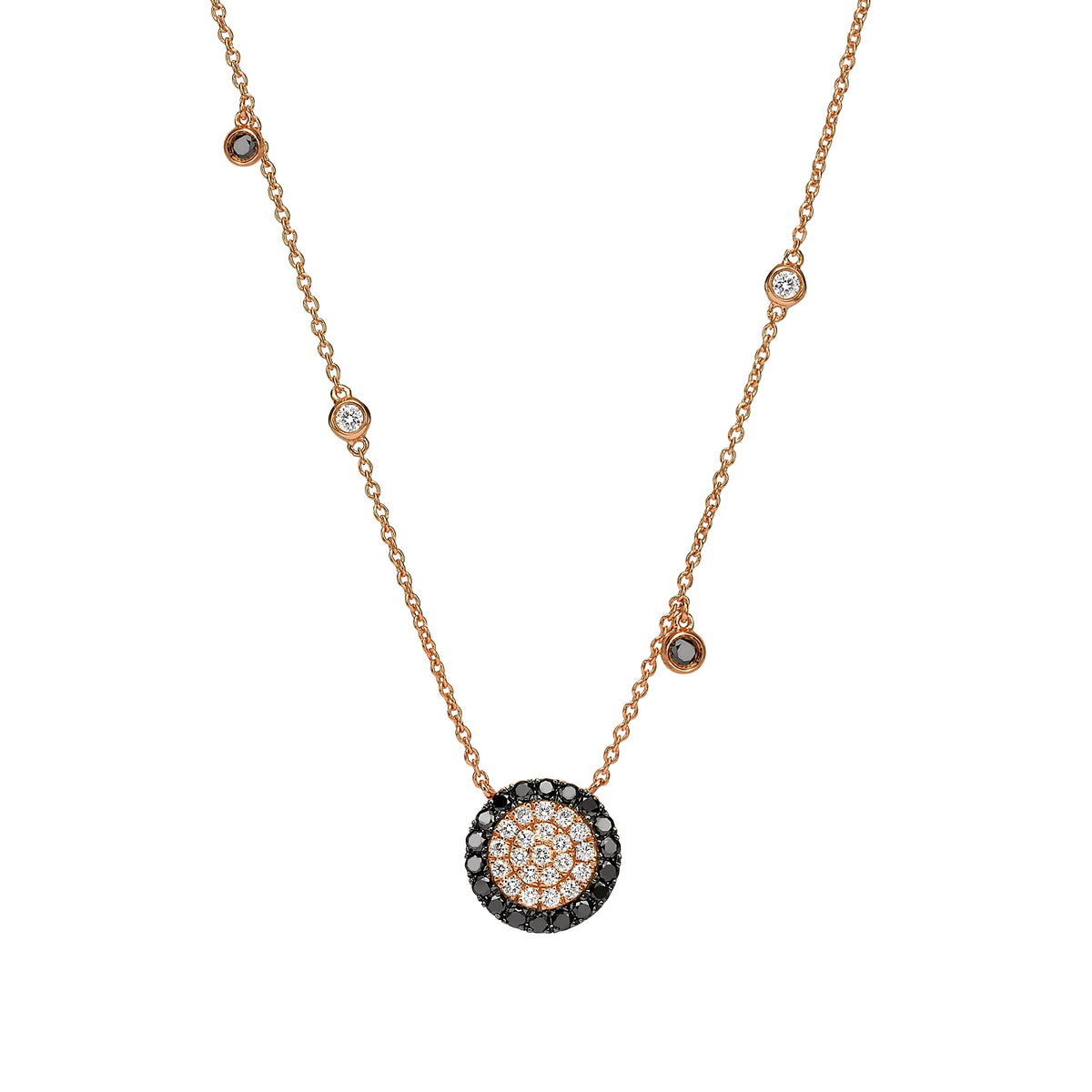 Black and White diamond sun necklace