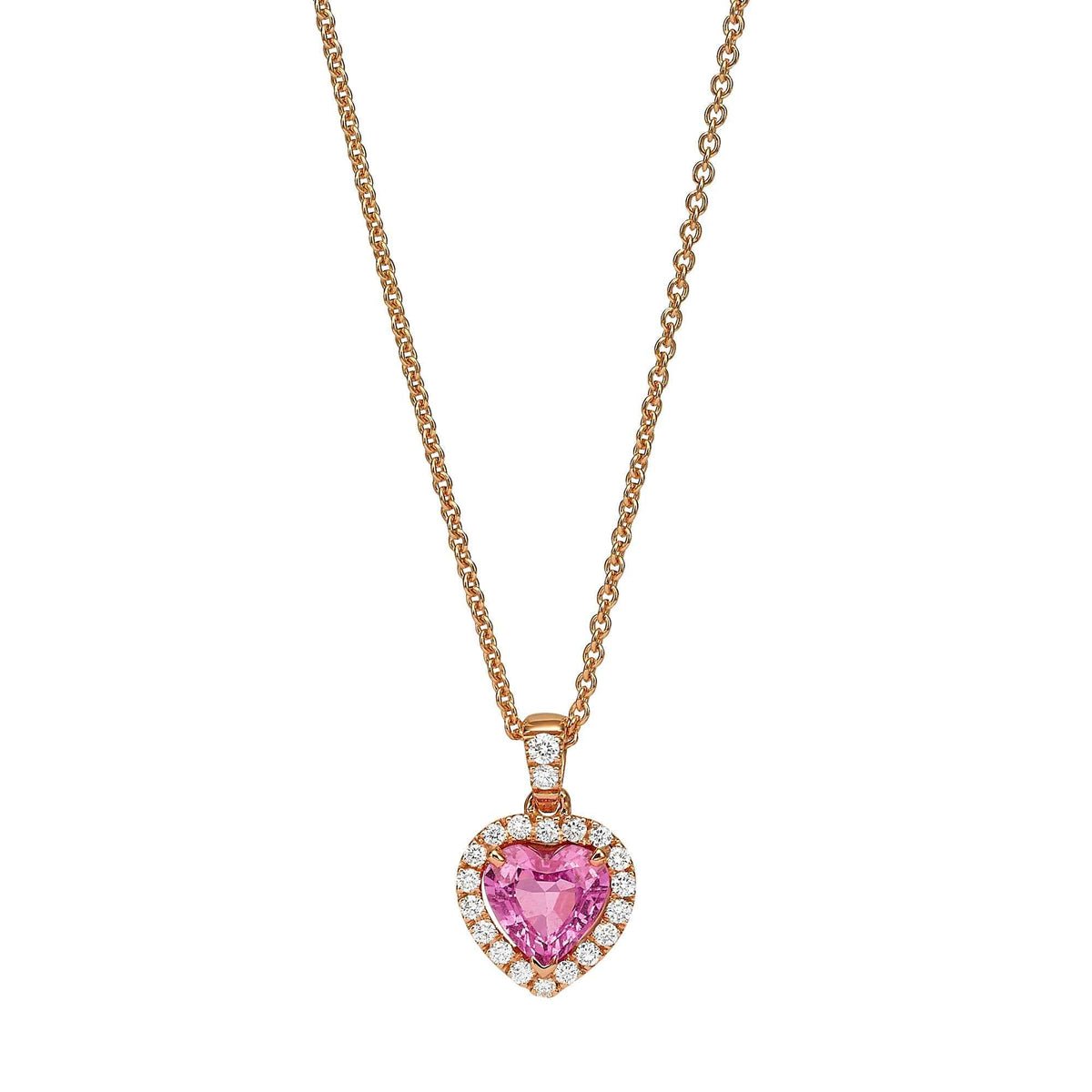 Pink sapphire heart diamond pendant