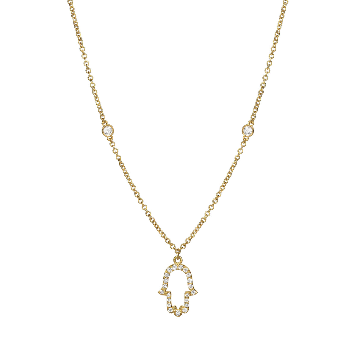 Open Hamsa Necklace 18k yellow gold